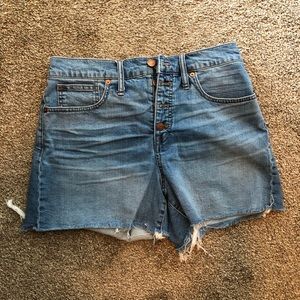 Madewell denim cut off jean shorts button front